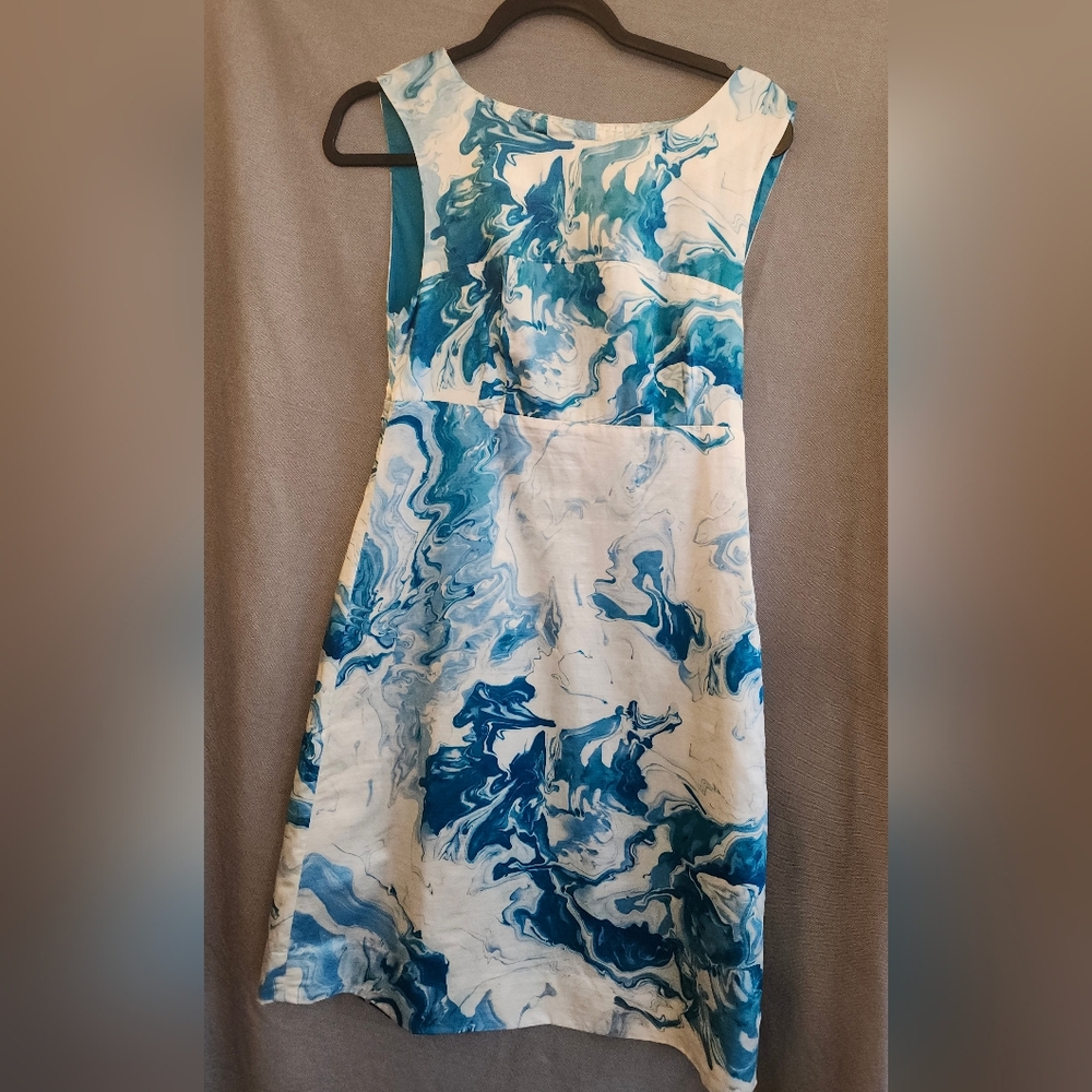 Maeve Blue and White Marble Print Dress Size 6